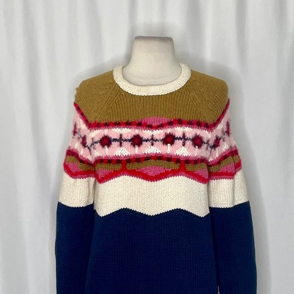 Anthropologie FIELD FLOWER Camellia Fairisle Sweater Pullover Fair Isle X-Small - Picture 4 of 15